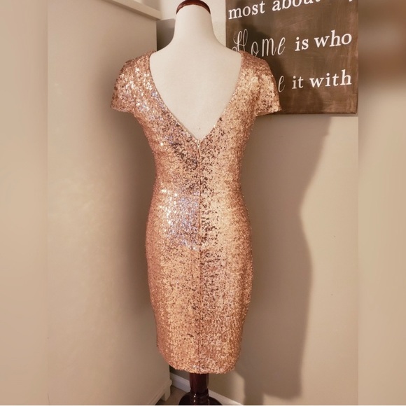 Bisou Bisou beautiful rose gold sequin dress size 10 - Picture 4 of 6